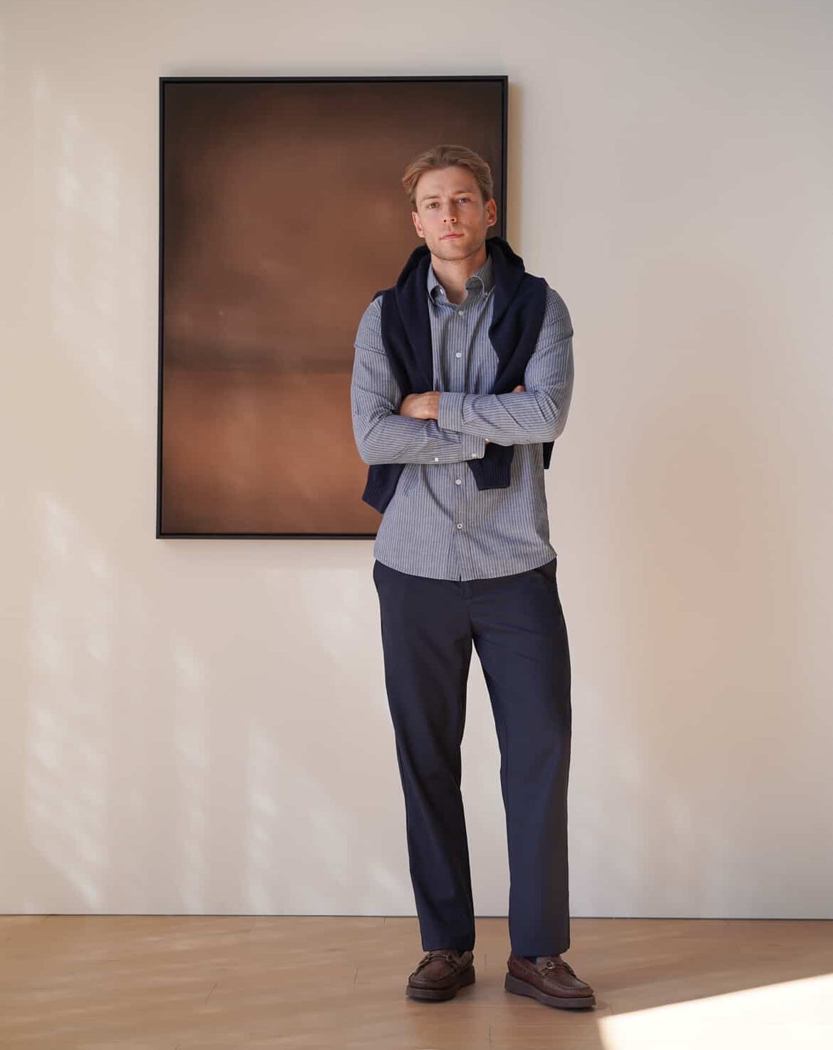 Asuwere men’s fashion brand shoot with Michelle Witters' artwork